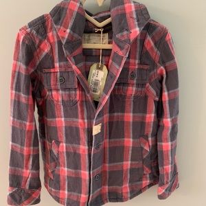 All saints plaid polo shirt with hood